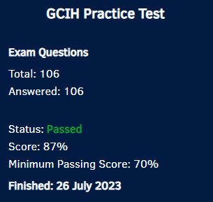 First practice test